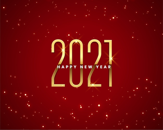 Free vector happy new year greeting card with 2021 sparkles golden numbers