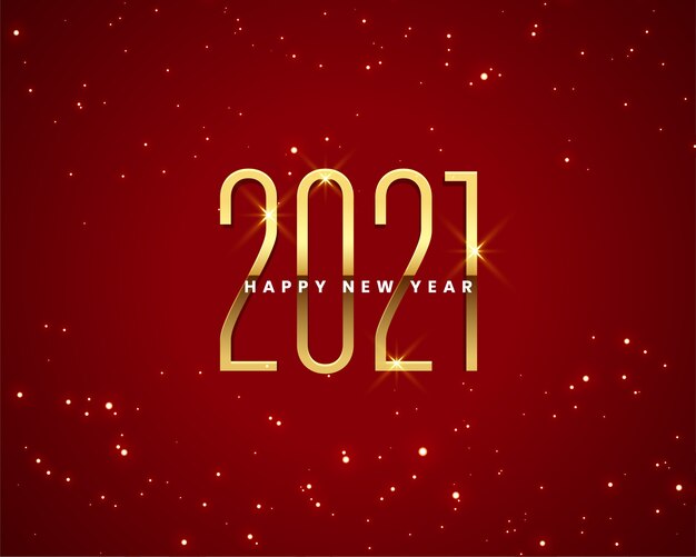 Happy new year greeting card with 2021 sparkles golden numbers