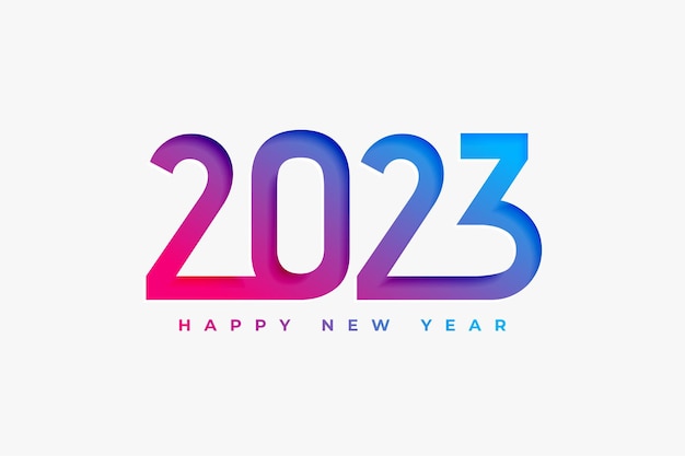 무료 벡터 다채로운 2023 텍스트와 함께 새해 복 많이 받으세요 휴일 배경
