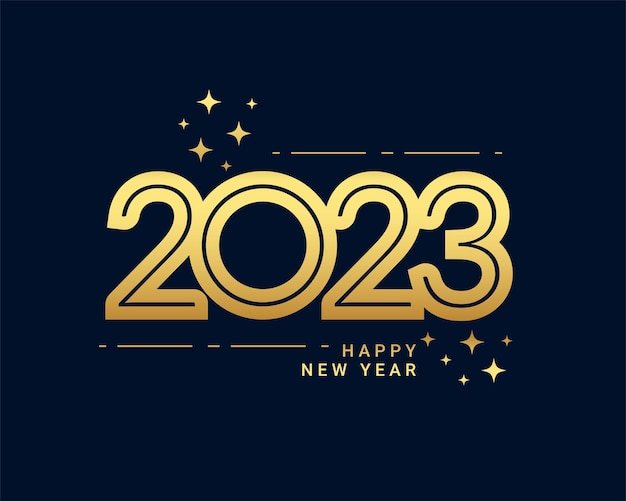 Free vector happy new year holiday background with golden 2023 text