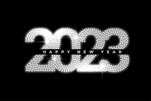 Free vector happy new year holiday banner with white sparkle 2023 text