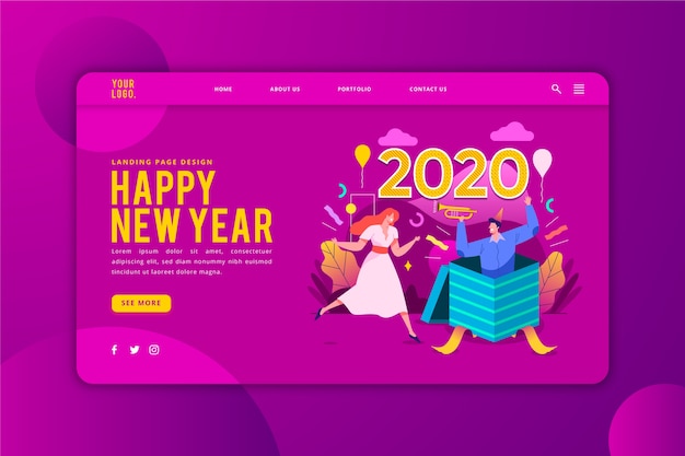 Happy new year landing page template