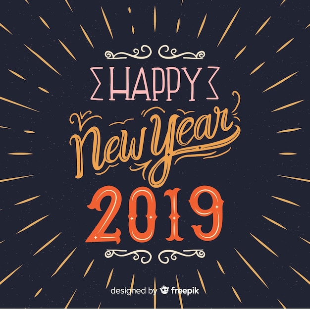 Free vector happy new year lettering background