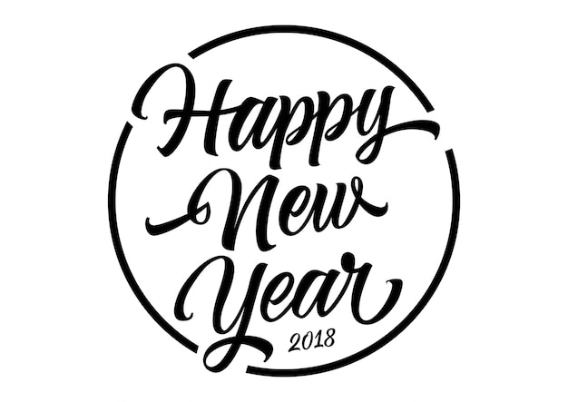 Happy New Year Lettering In Circle