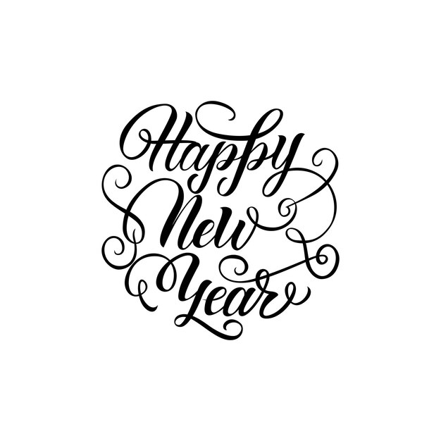 Happy New Year Lettering with Curls