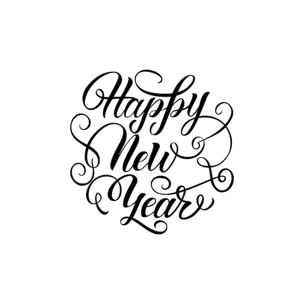 Happy New Year Lettering with Curls