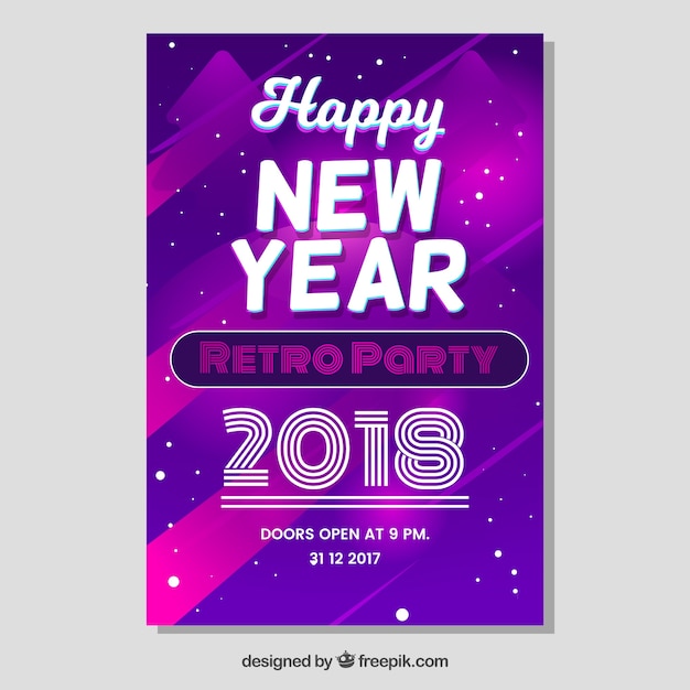 Happy new year retro party poster