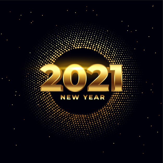 Happy new year shiny golden 2021 wishes card