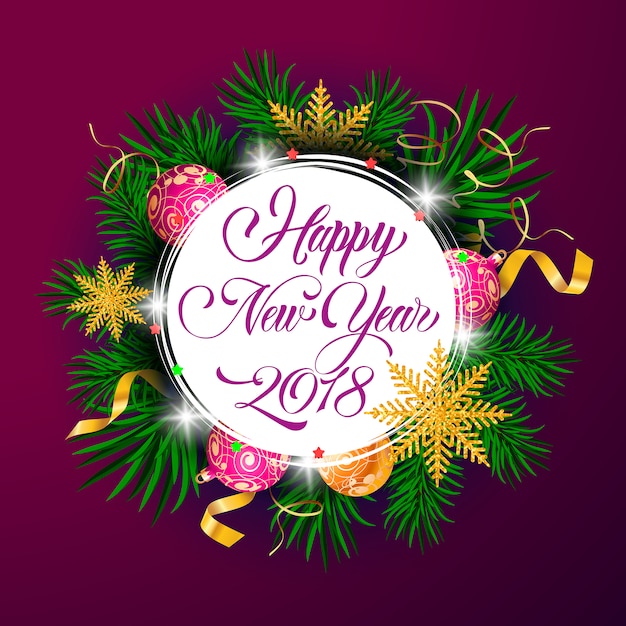 Free vector happy new year twenty eighteen lettering