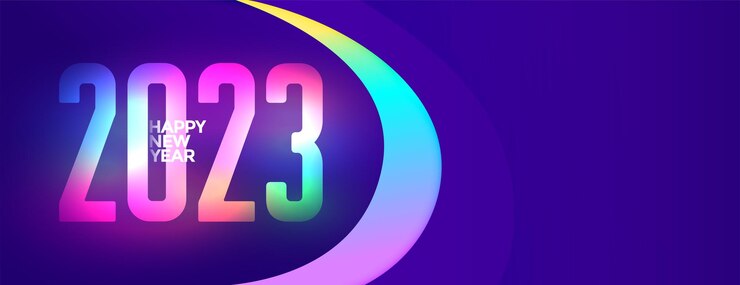 Free Vector happy new year wallpaper with colorful glowing 2023 text