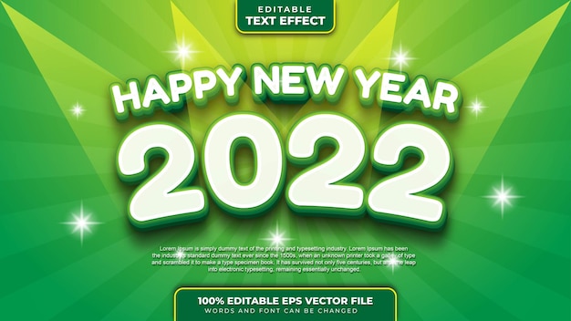 Happy new year white green 3d editable text effect