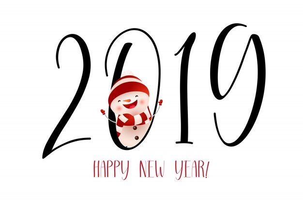Happy New Year with laughing snowman banner design