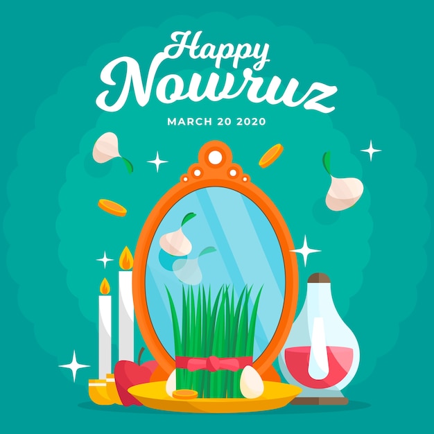 Happy nowruz event hand drawn design