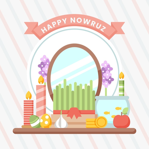 무료 벡터 콩나물과 거울 해피 nowruz 그림