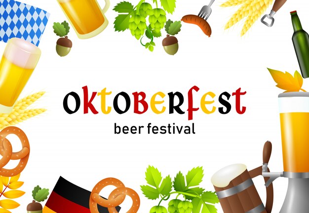 Happy Oktoberfest lettering and fest elements