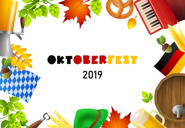 Happy Oktoberfest lettering and fest elements