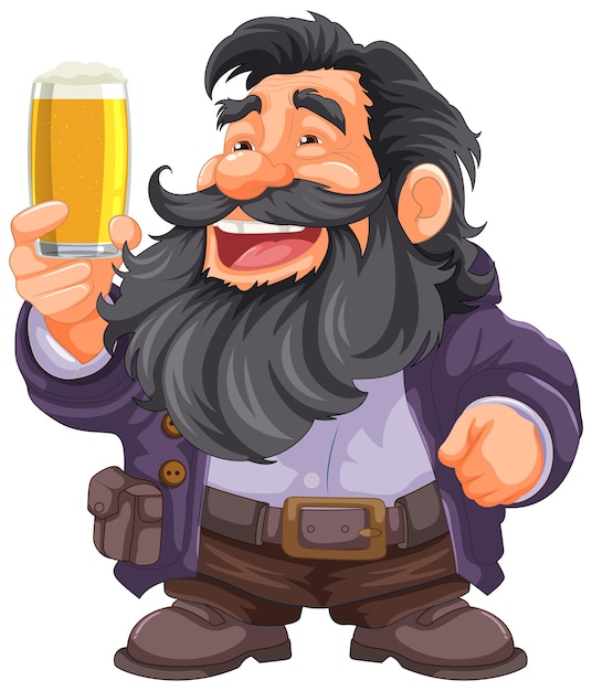 Free vector happy old man enjoying a pint of beer