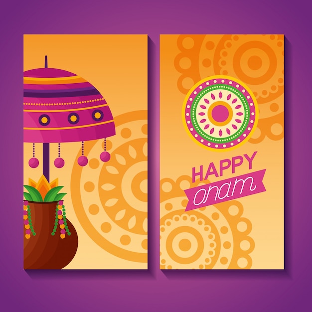 Free vector happy onam festival celebration greeting card