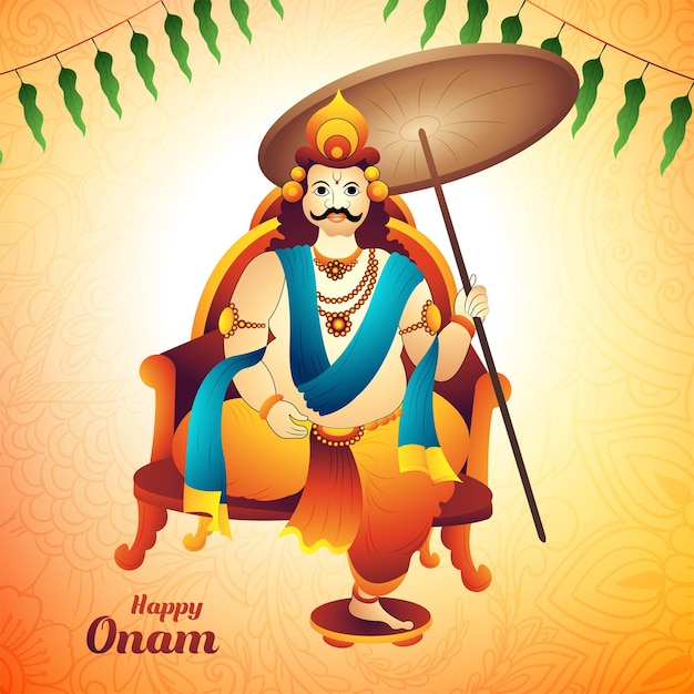 Free vector happy onam festival of south india kerala on illustration background