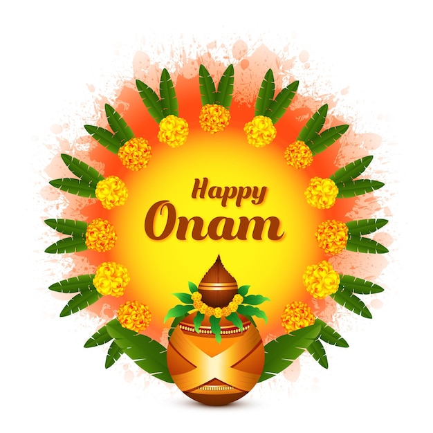 Free vector happy onam south indian festival holiday background