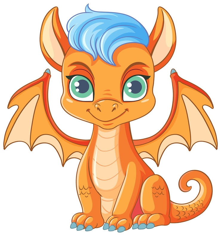 Free Vector happy orange cartoon dragon smiling