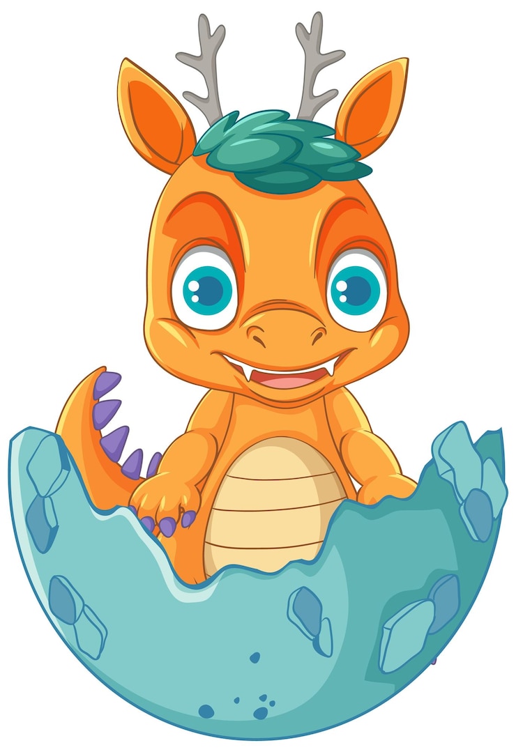 Free Vector happy orange cartoon dragon smiling