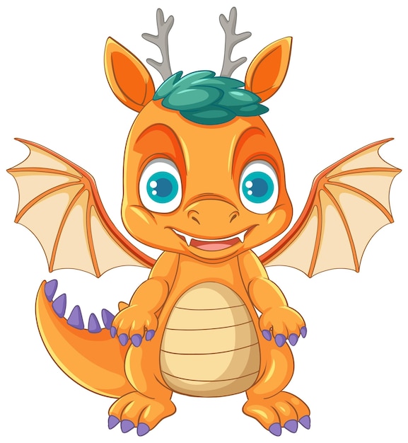 Free vector happy orange cartoon dragon smiling