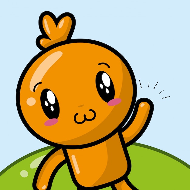 Happy orange Kawaii cartoon character