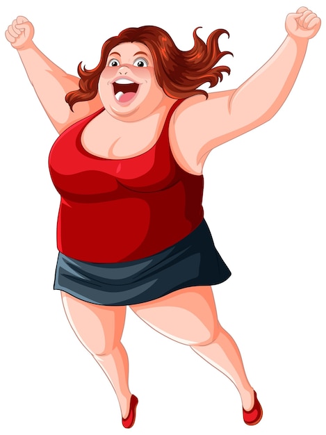 Free vector happy overweight woman with victory expression