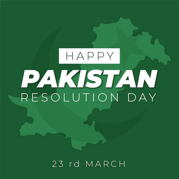 Free vector happy pakistan day hand drawn