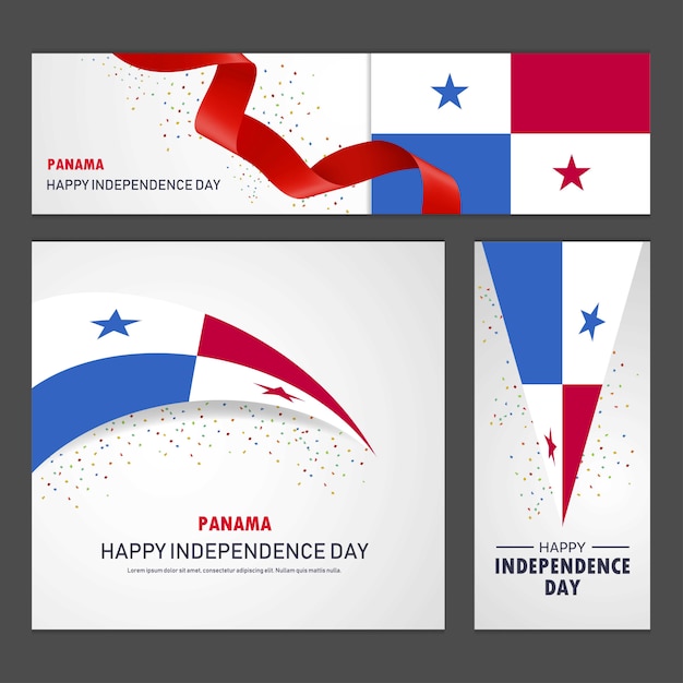 Free vector happy panama independence day banner and background set