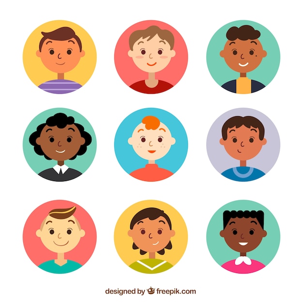 Free vector happy people avatar collection