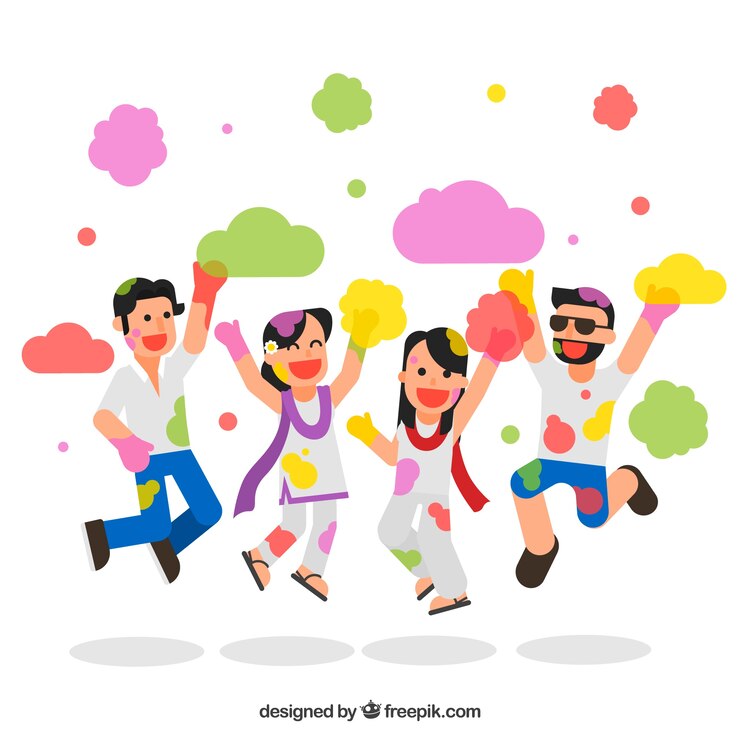 ฟรี Vector happy people celebrating holi festival 