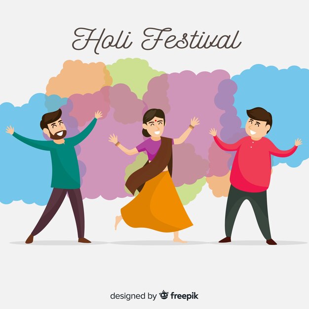 happy people celebrating holi festival