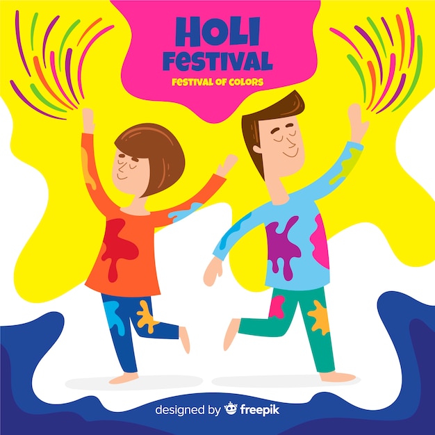 Gente felice che celebra il festival di holi