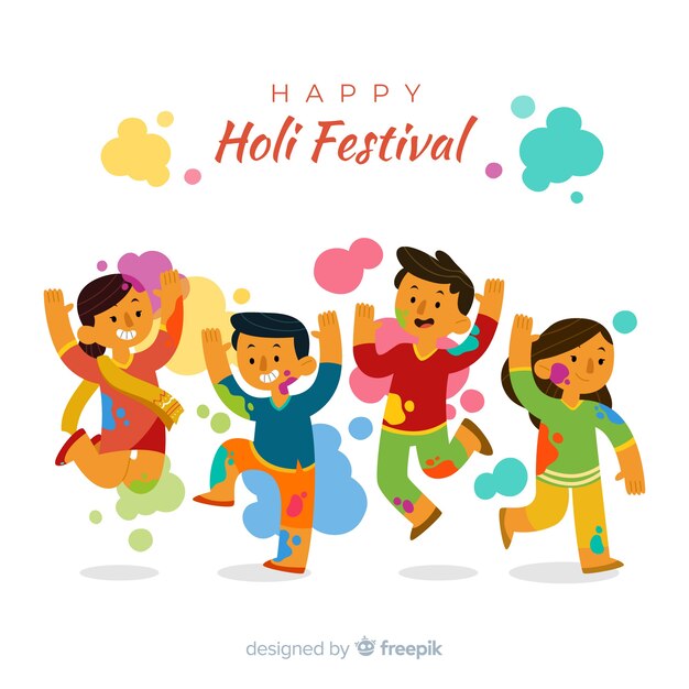 Happy people celebrating holi festival