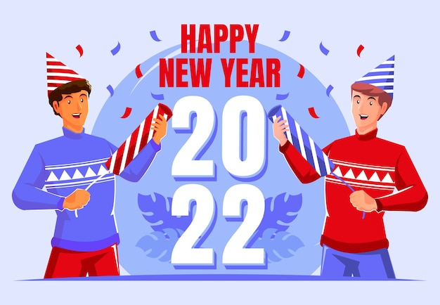 2022​年​の​新年​を​祝う​幸せな​人々