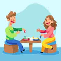 Free vector happy people playing ludo game