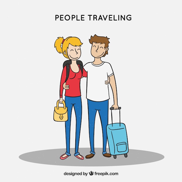 Happy people traveling