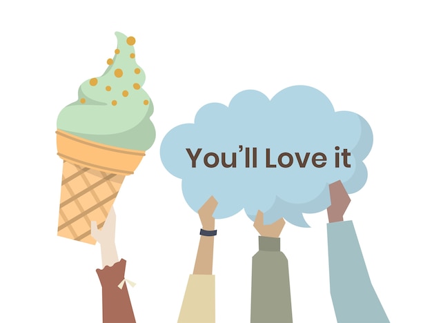 Free vector happy people with ice cream