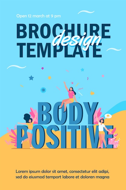 Free vector happy plus size women enjoying life isolated flyer template