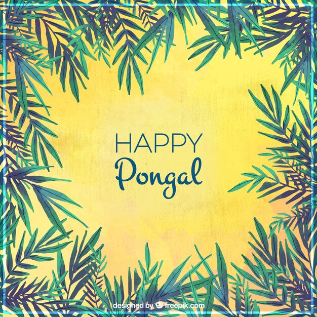 Happy pongal background with green branches