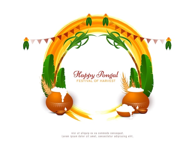 해피 pongal 문화 인도 축제 배경 디자인 벡터