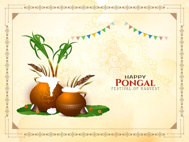 Free vector happy pongal cultural indian prosperity festival background design