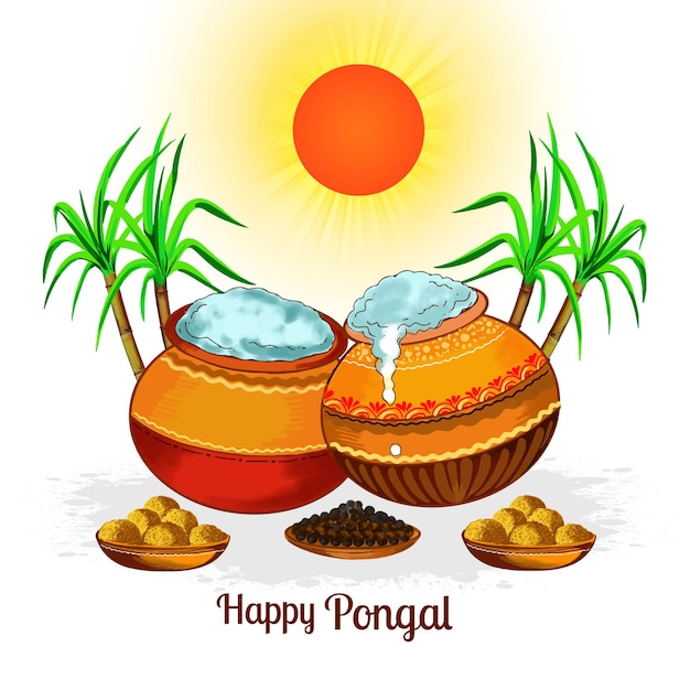 Free vector happy pongal festival card background