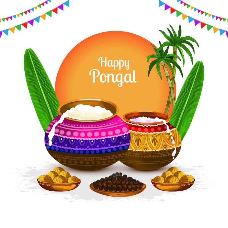 मुफ़्त वेक्टर happy pongal festival card celebration background