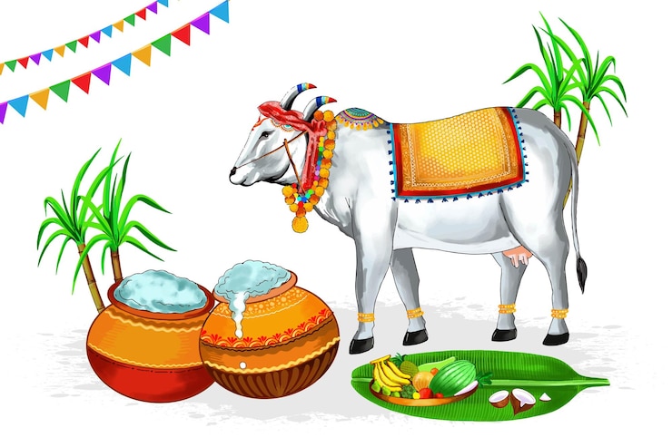 मुफ़्त वेक्टर happy pongal festival celebration card background