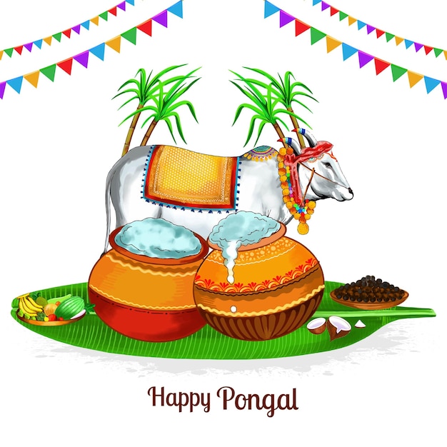 ハッピー ポンガル フェスティバルの 祝賀 カード の 背景