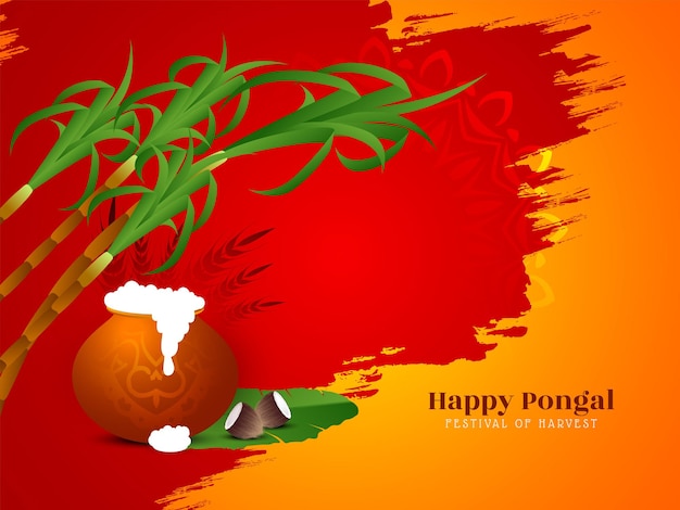 Happy pongal festival greeting elegant background design vector