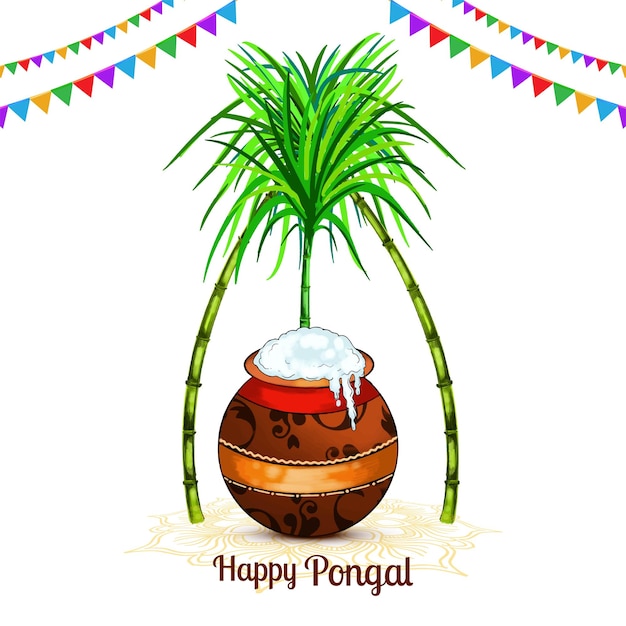 Free vector happy pongal holiday harvest festival celebration card background